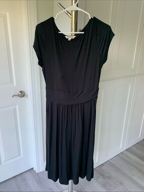 Boden Classic Black Midi Dress, Size 12.
